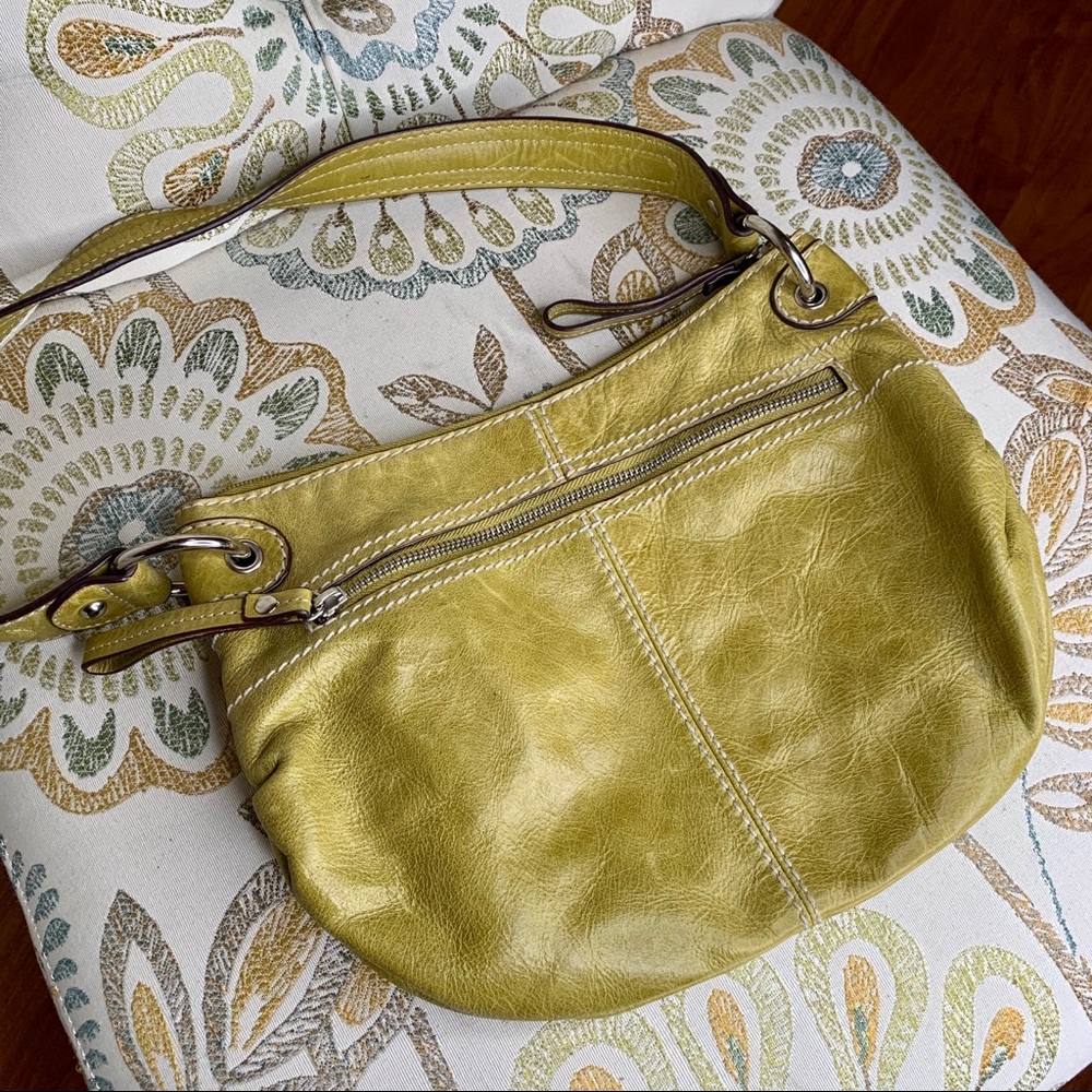 Tignanello Green Saddle Zip Shoulder Bag Leather - Picture 1 of 5